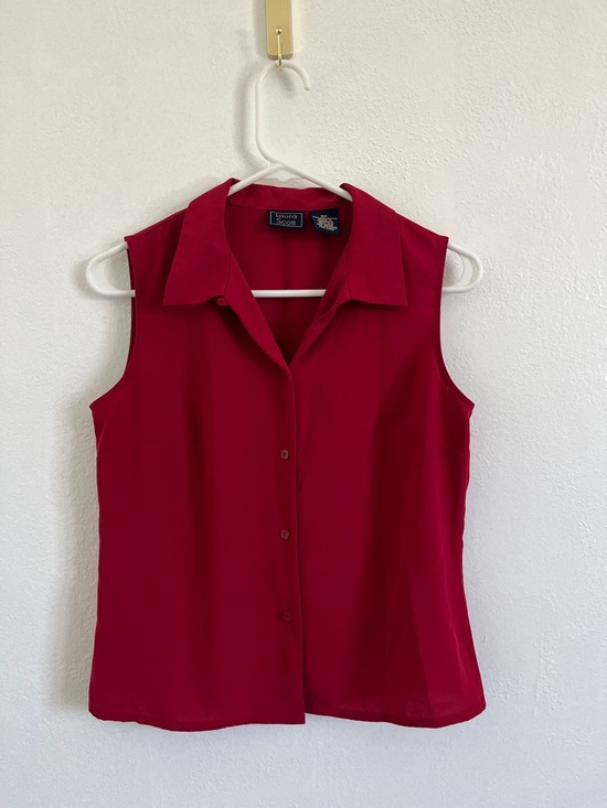 Laura Scott Tops - Laura Scott Sleeveless Button-Front Cherry Red Blouse 8P